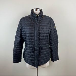 Michael Kors Solid Black Gold Duck Down Waterfowl Feathers Puffer Jacket Large